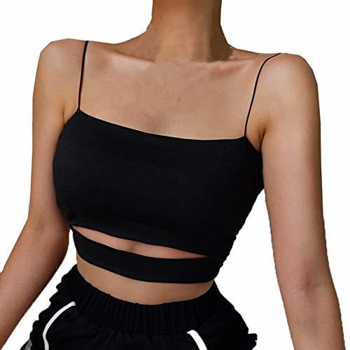 Place WDFSER Mujeres Sólido Sin Mangas Superposición Cruz Sling Crop Tank Top Chaleco