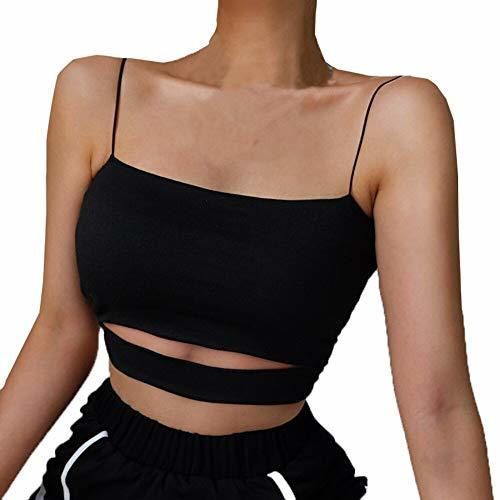 WDFSER Mujeres Sólido Sin Mangas Superposición Cruz Sling Crop Tank Top Chaleco