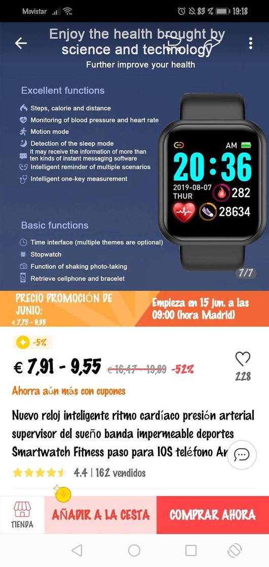 Producto Reloj deportivo para controlar el ritmo Cardíaco