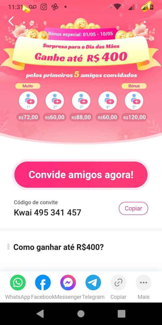 Ganhar dinheiro baixando o Kwai!https://s.kwai.app/s/hSLdwk9