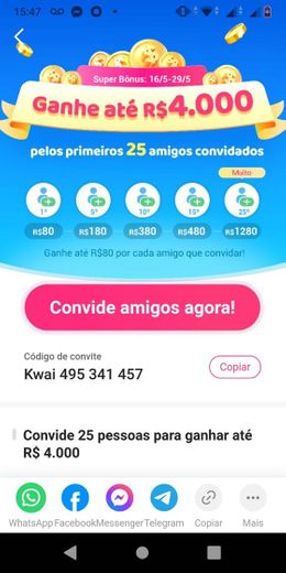 Ganhar dinheiro baixando o Kwai!https://s.kwai.app/s/YE1rdcU