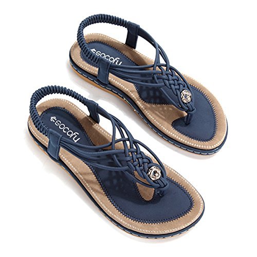 Moda gracosy Sandalias Planas Verano Mujer Estilo Bohemia Zapatos de Dedo Sandalias Talla