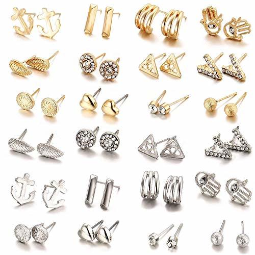 Place GUUTUUG 24 Pair Pack Sets Assorted Multiple Stud Earring Jewelry Set with