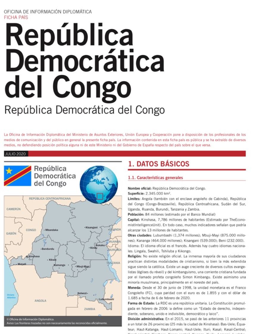 Moda Ficha país. República Democrática del Congo