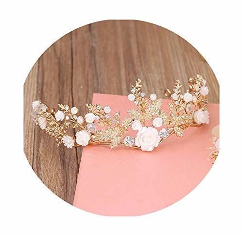 Sweet-Cupid Wedding tiaraTiara hecha a mano con flores doradas para el pelo