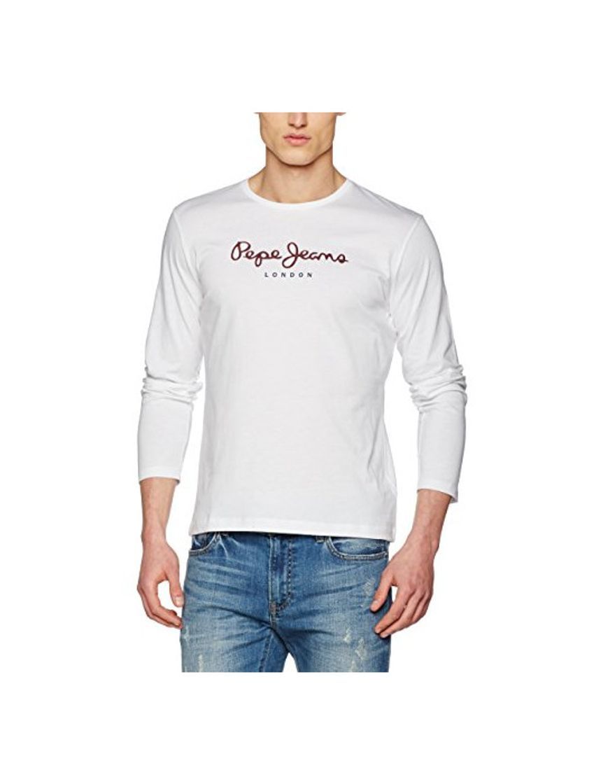 Fashion Pepe Jeans Eggo Long, Top de Manga Larga Para Hombre, Blanco