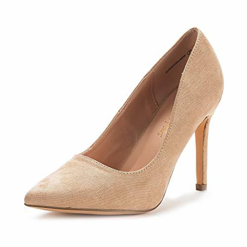 Lugar DREAM PAIRS Zapatos de Tacón Alto Pump para Mujer Desnudo Ante 41