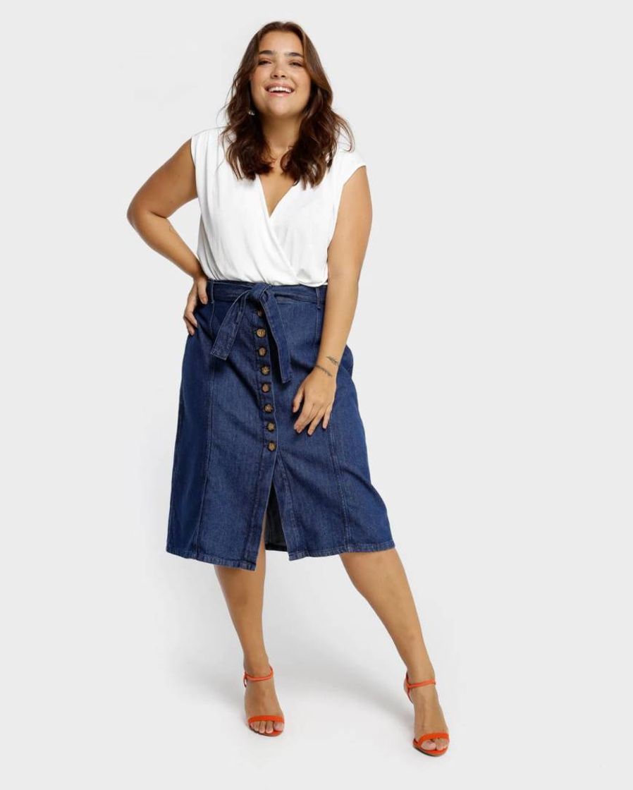 Producto Saia Jeans Midi Plus Size