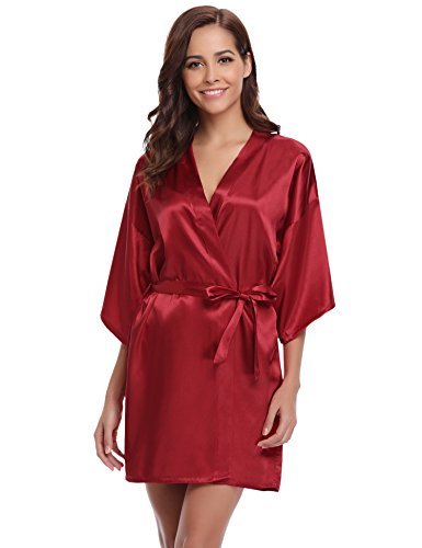 Fashion Aibrou Kimono Mujer Batas Cortos Lenceria de Aspecto Brillante