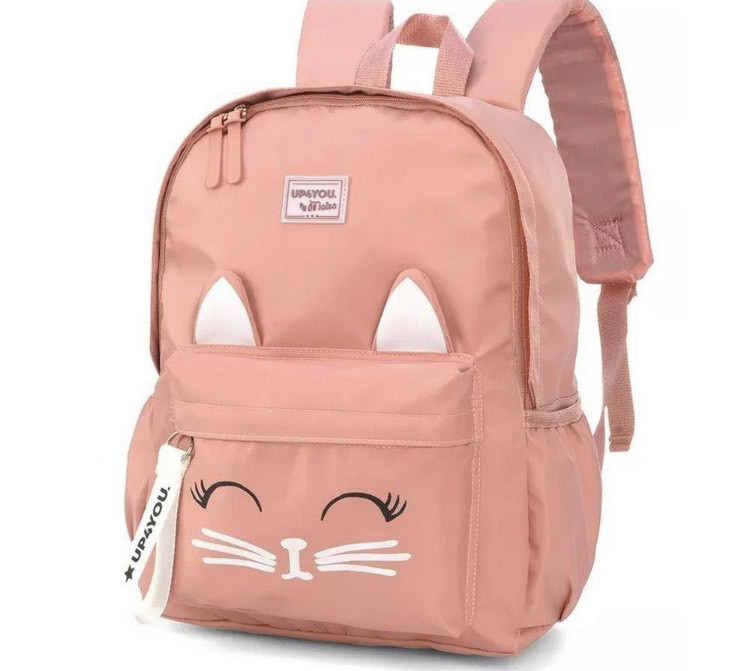 Fashion Mochila Feminina Escolar Rosa Up4You Maisa Gatinho