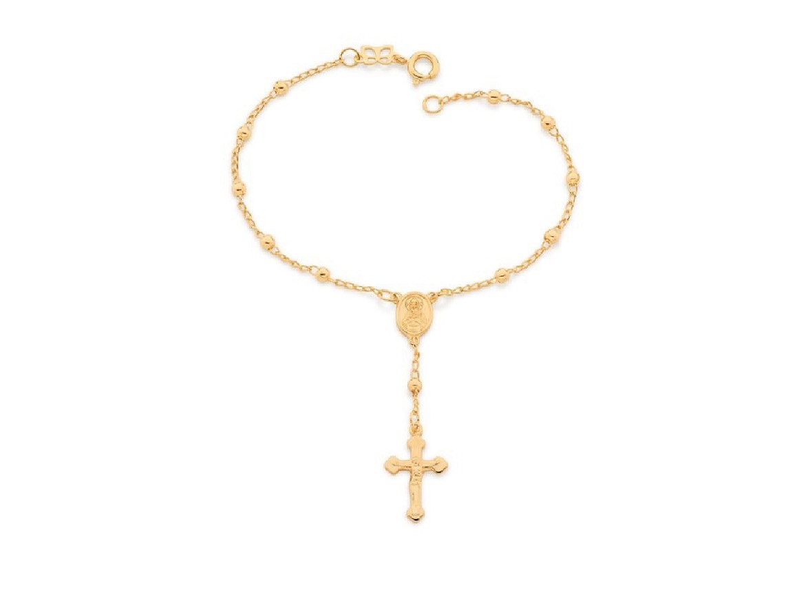 PULSEIRA TERÇO SAGRADO CORAÇÃO DE MARIA FOLHEADA ...
