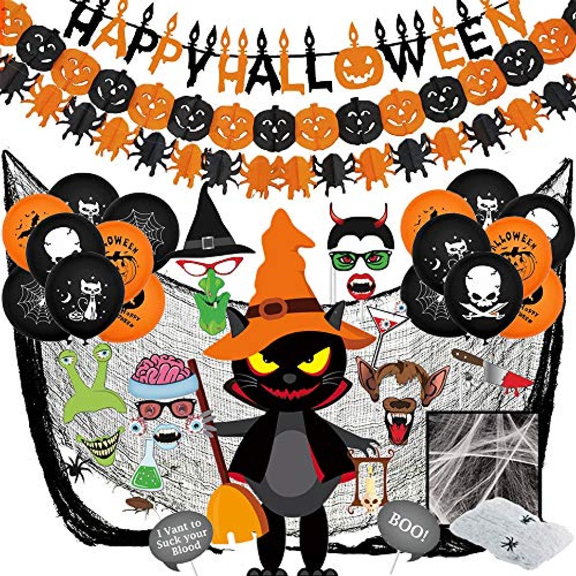 Social Decoración de Halloween, Bst4U Pancarta de Letras, Pancarta de Calabaza, Pancarta de