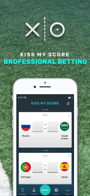 App Kiss my Score - Predict Soccer scores w/ friends