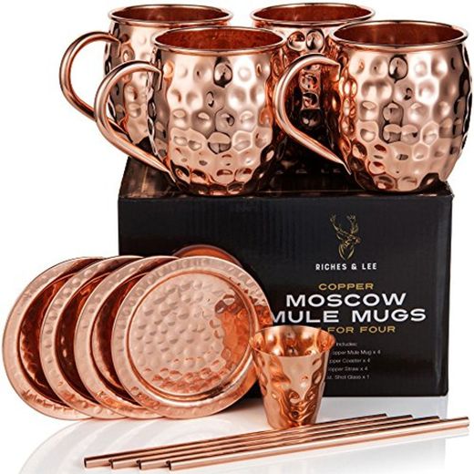 Tazas de Cobre de Moscow Mule Juego de Cuatro Incluye 4 x