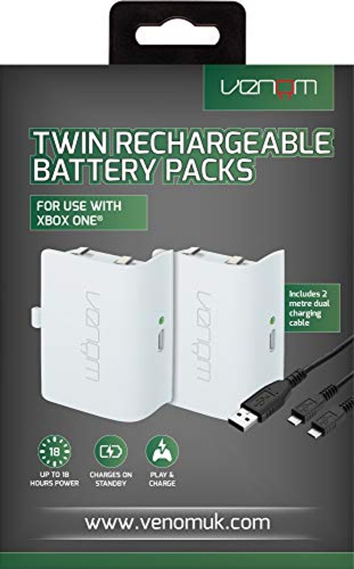 Lugar Venom - Twin Rechargable Battery Packs Con Cubiertas - Blanco