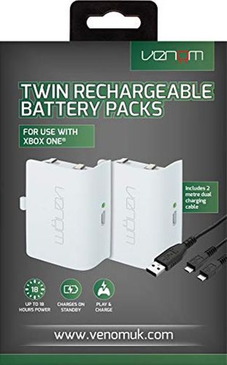 Venom - Twin Rechargable Battery Packs Con Cubiertas - Blanco