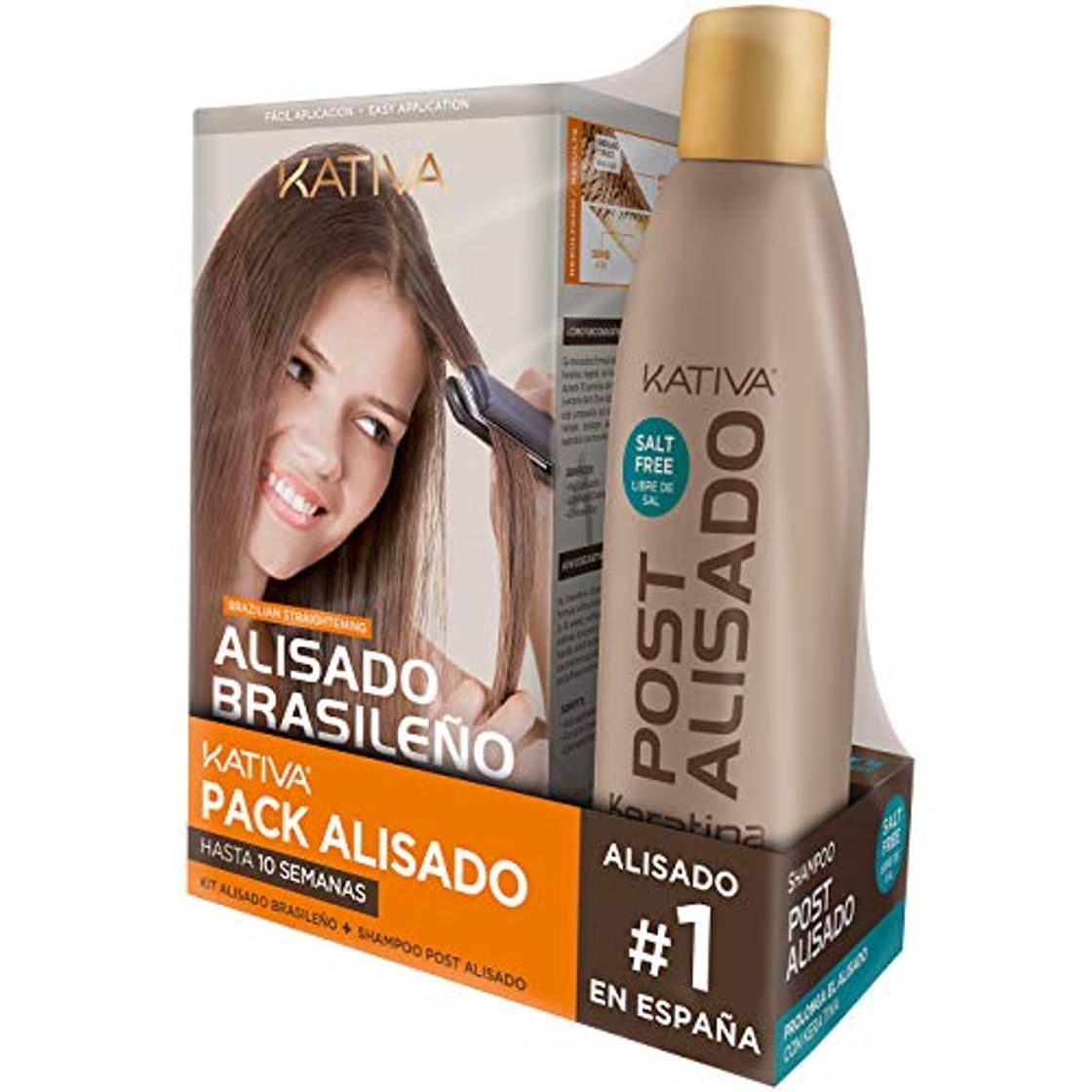 Belleza Kativa Brasileño Pack con Kit de Alisado y Champú