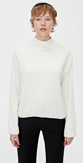 Sweater básica com gola perkins de chenille