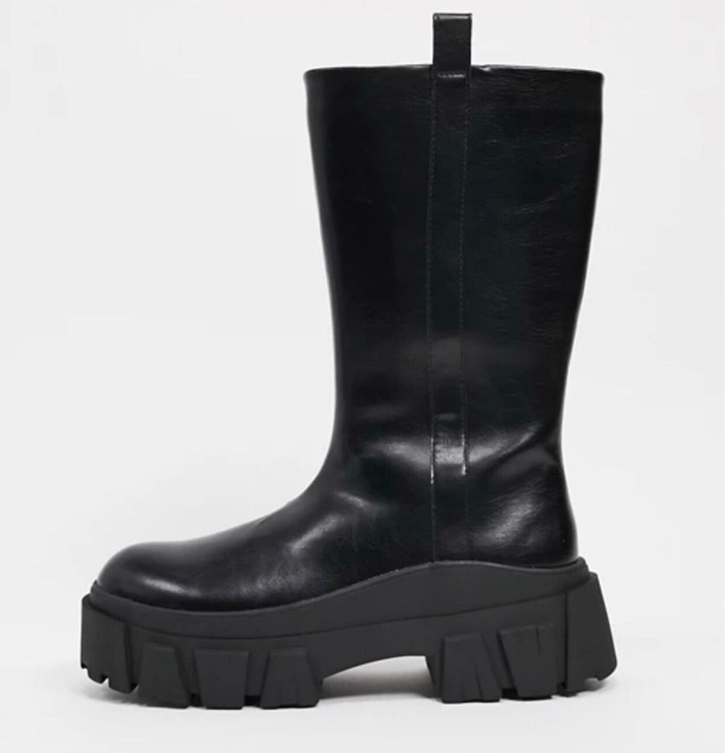 Social Botas negras alta cuero sintético