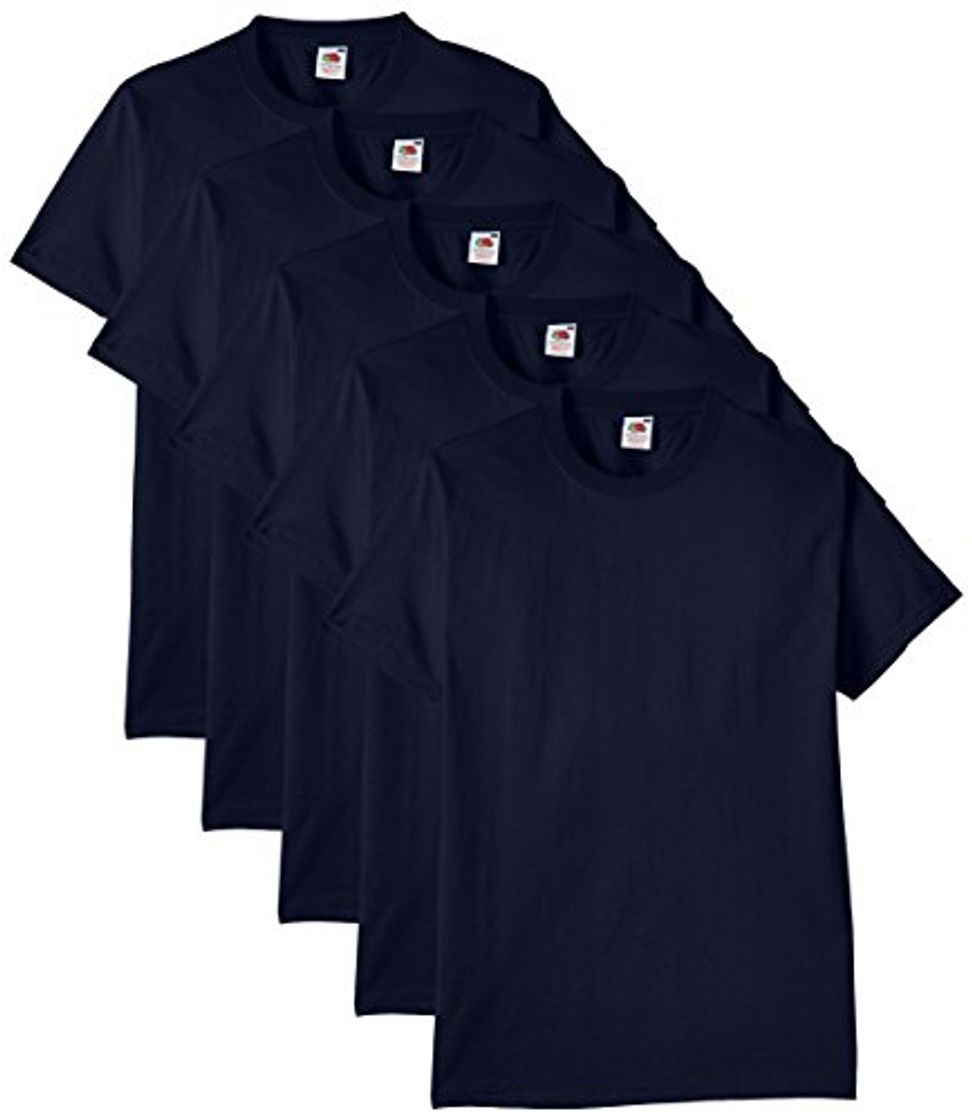 Social Fruit of the Loom Heavy Cotton tee Shirt 5 Pack Camiseta, Azul