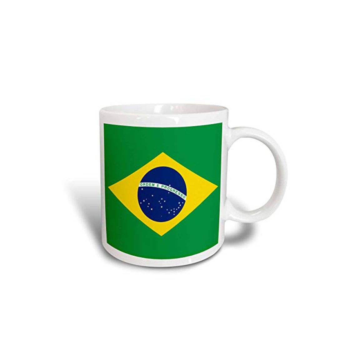 Productos N\A mug_157837_2 Bandera de Brasil Bandeira Do Brasil Rombo Amarillo Verde brasileño con círculo Azul Oscuro Taza de cerámica de 27 Estrellas