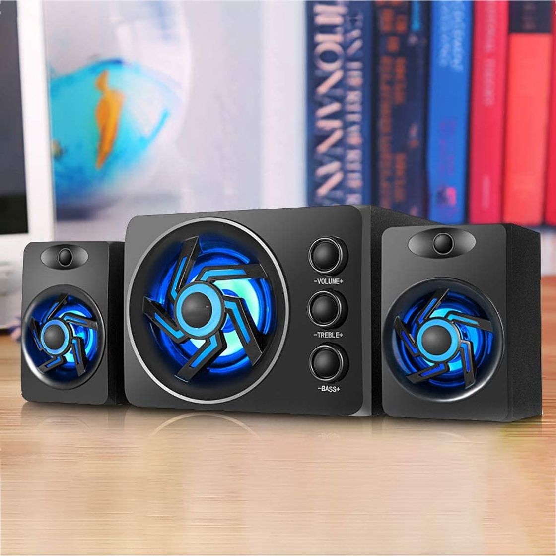 Producto JINGBU Mini altavoz de la computadora de dos búhos luz led pesada subwoofer cine en casa AUX bocinas de audio para computadora portátil de escritorio altavoz con cable