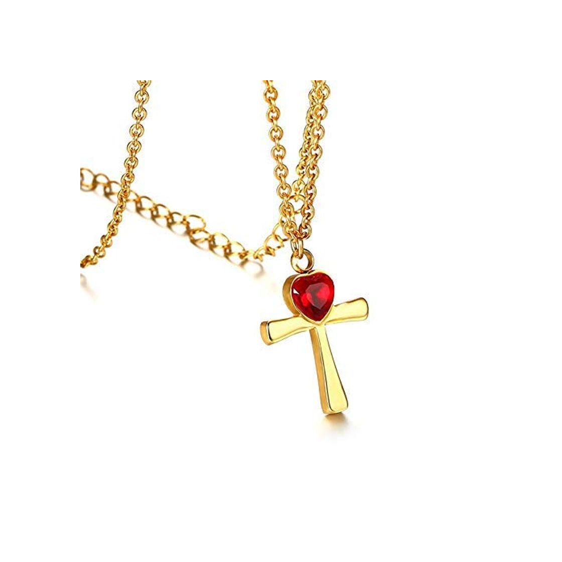 Social NA Collar de Coraz¨®n de Acero Inoxidable de Color Dorado para Mujer Cz Colgante de Cruz de Piedra Collar Colar Feminino Joyas de Citas