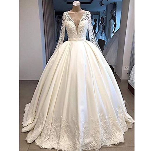 QING XIN-1225 Wedding Dress,Prom Dresses del Banquete de Manga Larga Vestido de