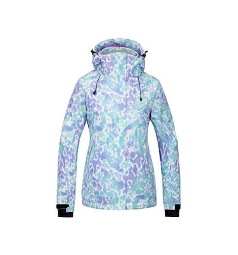 Wantdo Chaqueta Esquí Militar Impermeable Invierno Mujere Flora Paleturquesa Large