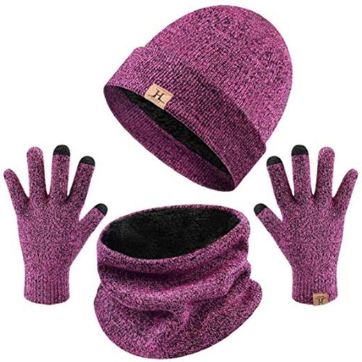 heekpek Bufanda Gorro Guantes para Hombre Invierno Regalos para Hombre Mujer Unisexo