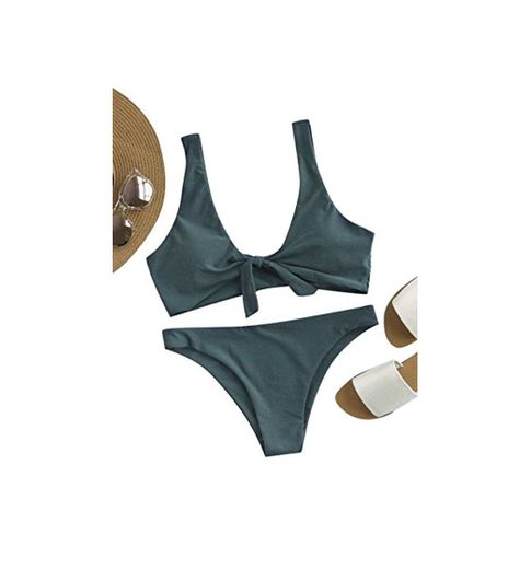 SOLYHUX Mujer Ropa de Baño Vestido de Playa Set Biquini con Cordón