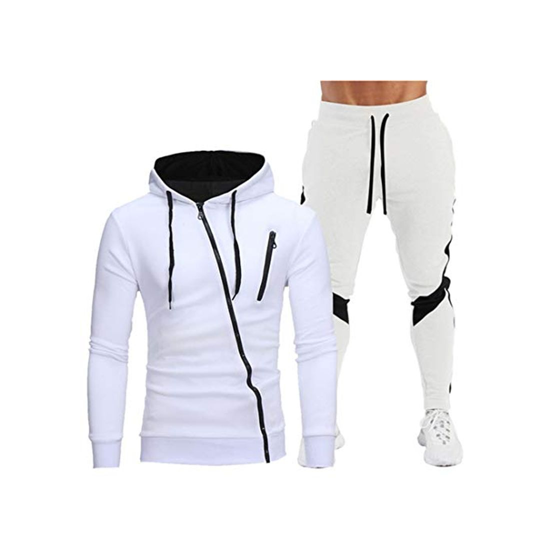 Social Conjuntos de Chándal de los Hombres Otoño Sudadera con Capucha Cordón Traje de Ropa Deportiva Masculina Traje de Jersey de Dos Piezas