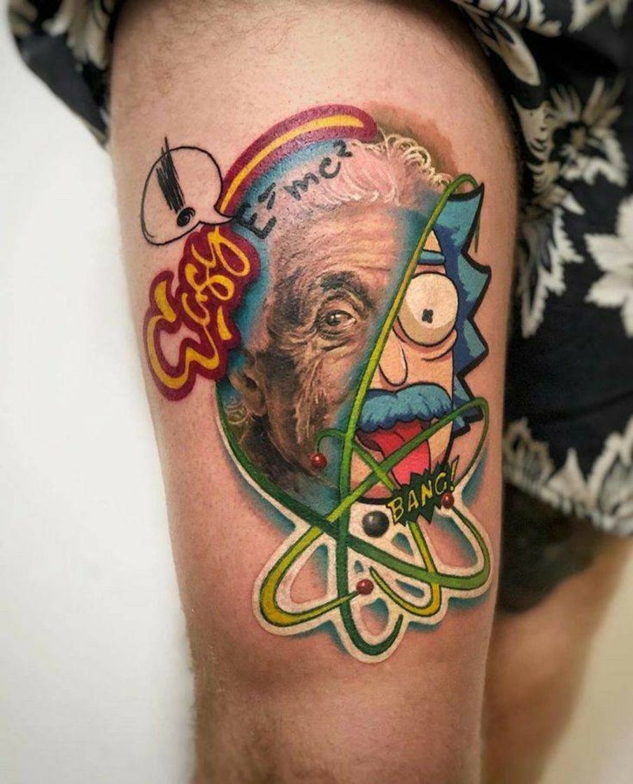 Moda Rick and Morty e Einstein em uma tatuagem