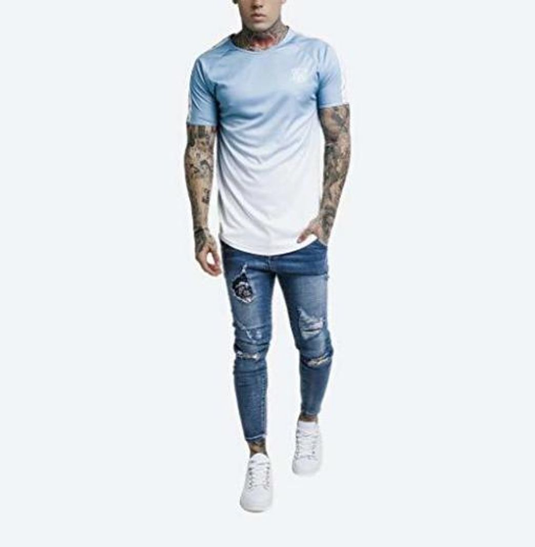 Fashion SIKSIL Camiseta BLUESKAY Raglan Fade Gym tee