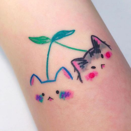 Cherry cat tattoo
