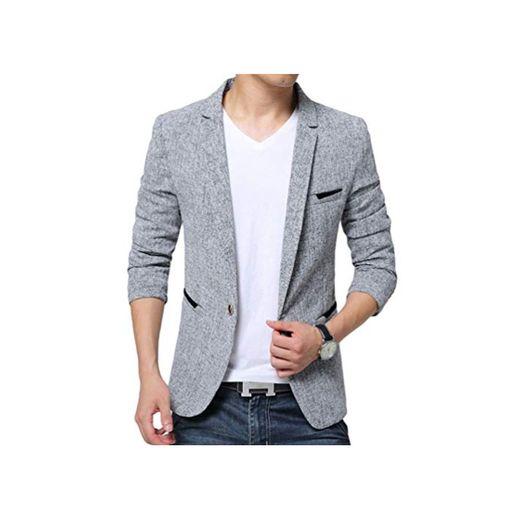 Chaqueta De Traje para Hombre Stretch Regular Fit De Un Solo Pecho Trajes Formales Abrigos Blazers De Negocios Gris M