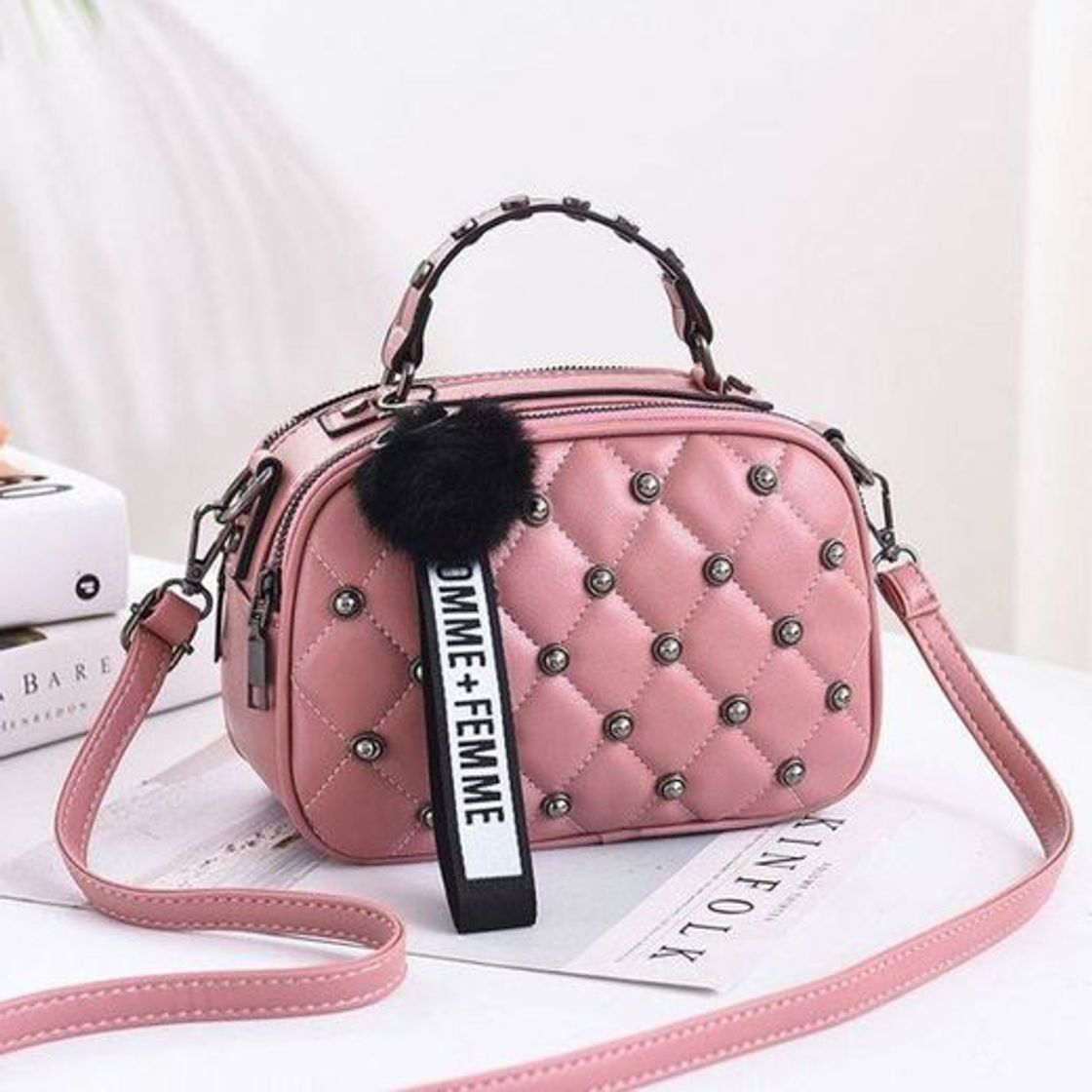 Fashion Bolsa rosa lateral