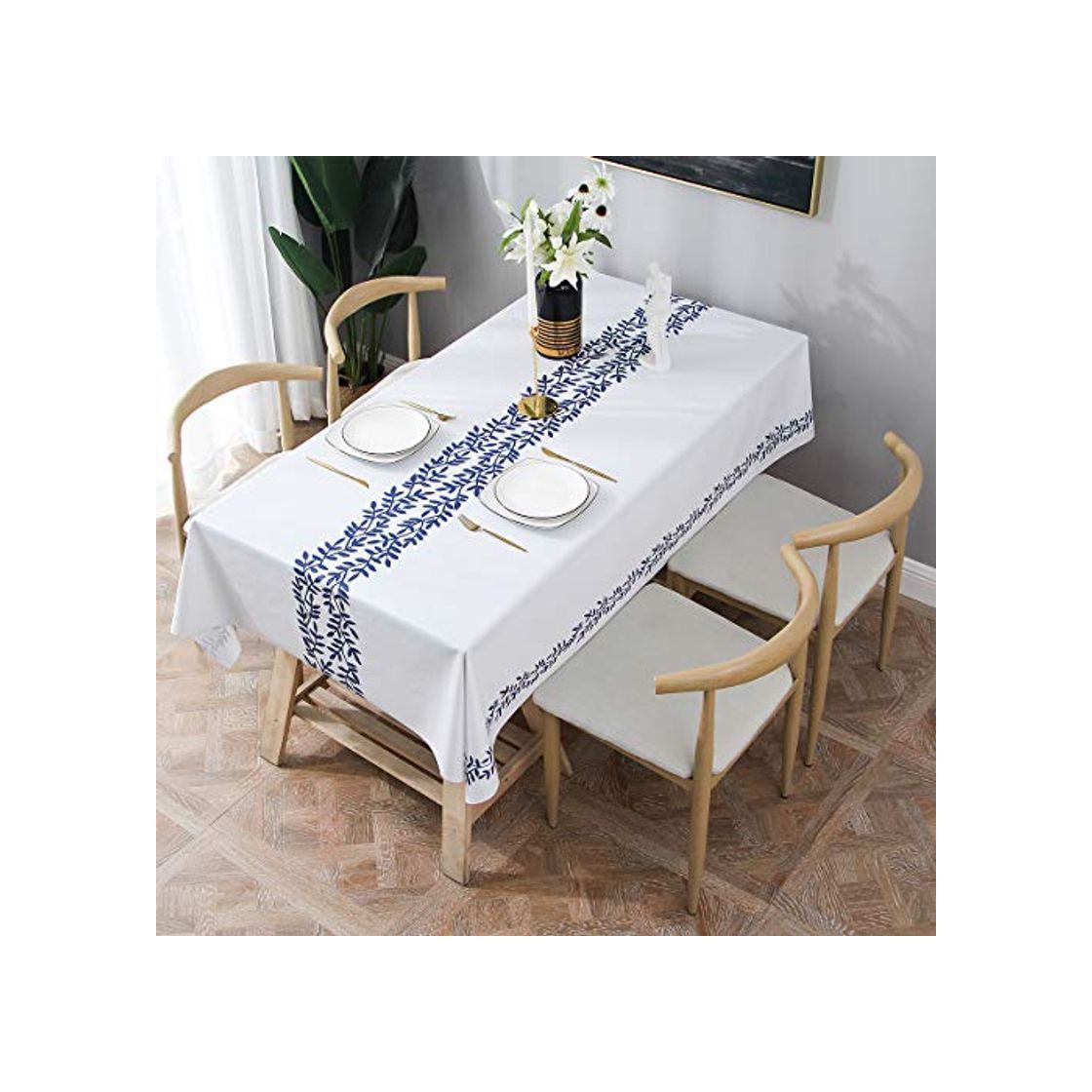 Product Essort Rectangle Mantel para Mesa PVC Hule Mantel Cuadrado para Comedor