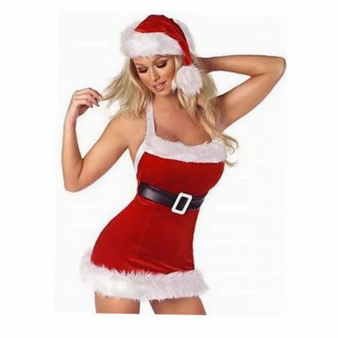 Moda Traje de Navidad para Mujer de Santa Claus Vestido Rojo Sexy con