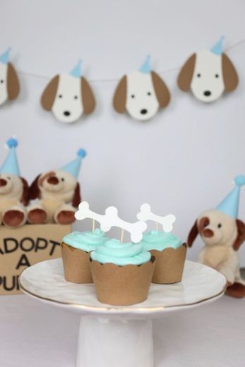 Puppy Cupcake Toppers Dog Bone Adopt a Puppy Puppy party
