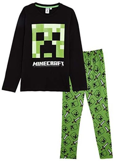 Minecraft Pijama para Niños Invierno con Camiseta Creeper, Ropa de Dormir Niño,