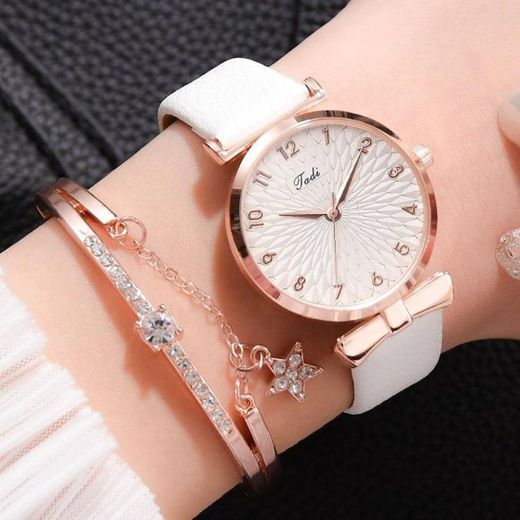 Relógio + pulseira rosé gold 