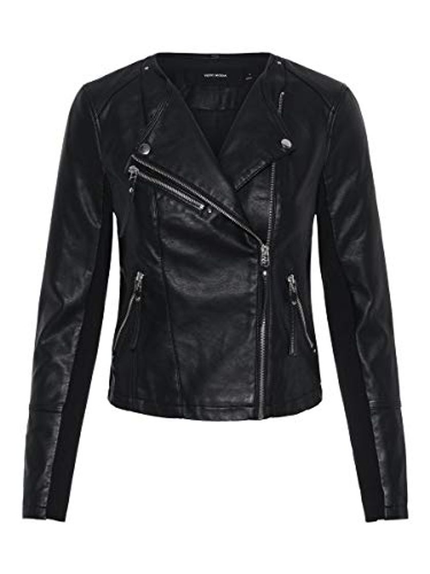 Moda Vero Moda Vmria FAV Short Faux Leather Jacket Noos Chaqueta, Negro