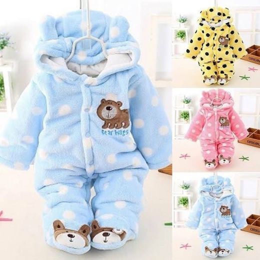 Winter Baby Clothes Round Dot Bear Pattern Jumpsuit Package 