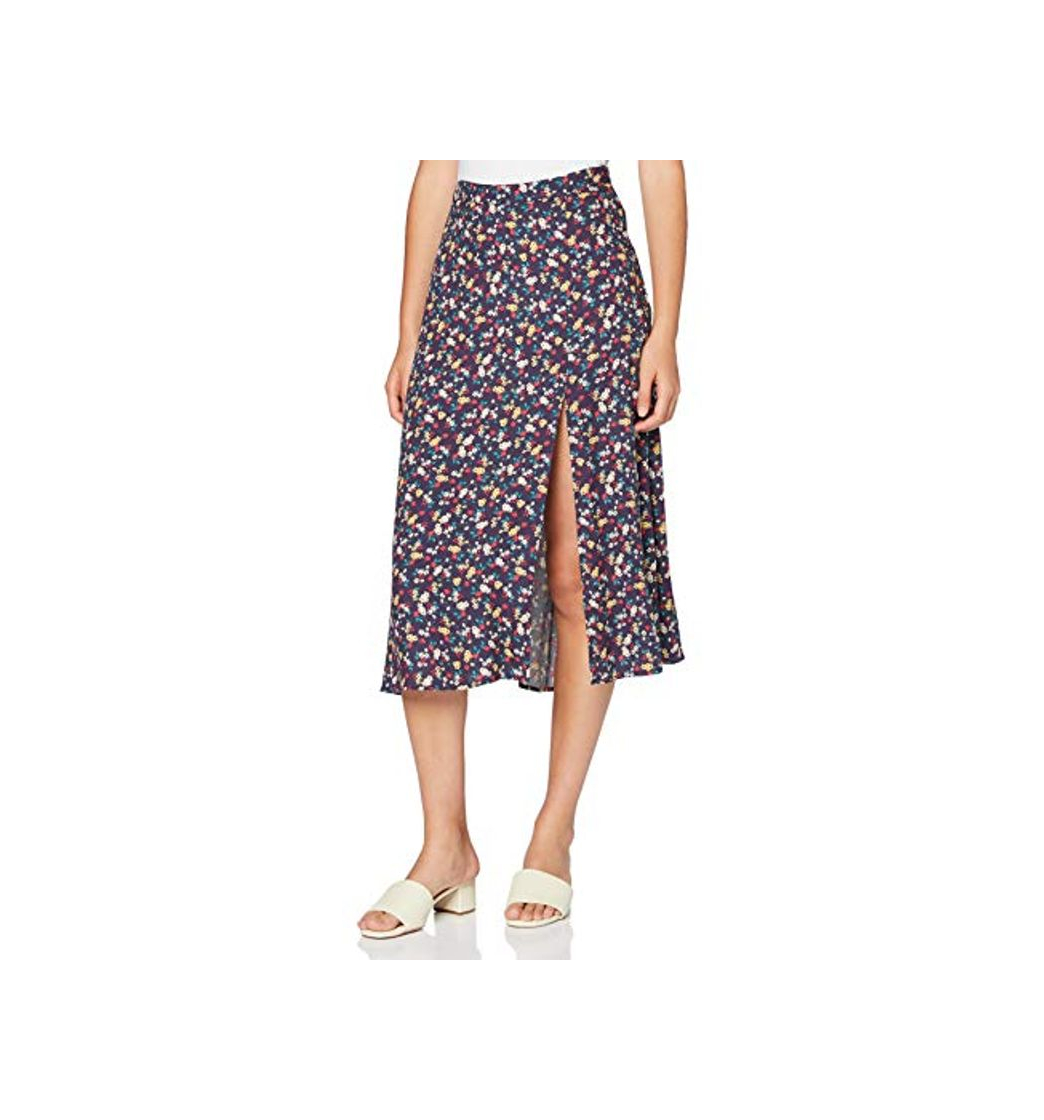 Moda Springfield Frq.Falda Midi Macro Flor-C/19 Falda, Azul