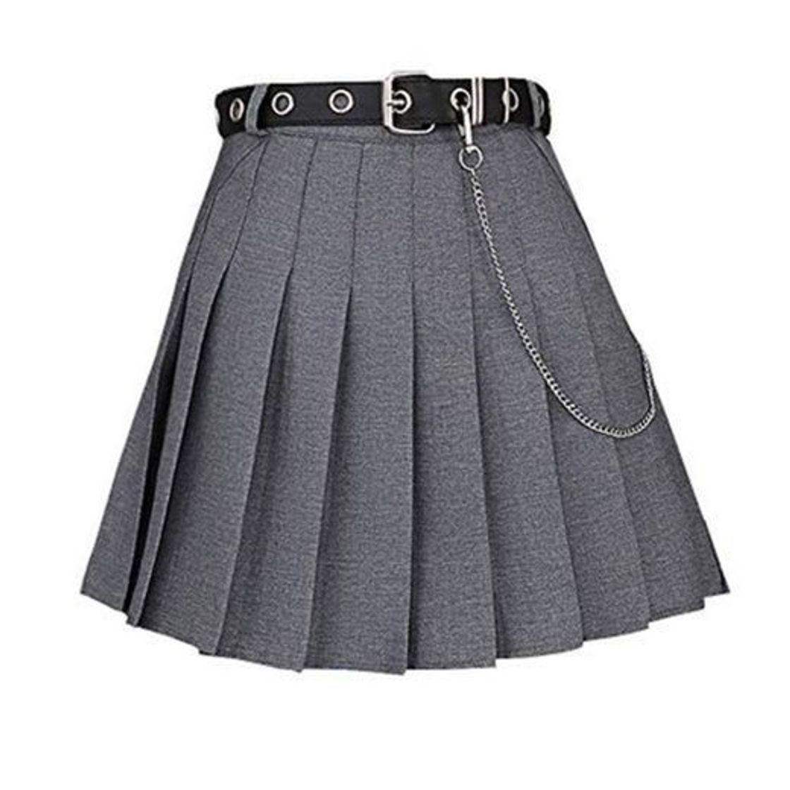 Fashion E-girl Falda plisada E1836 para mujer Gris-1