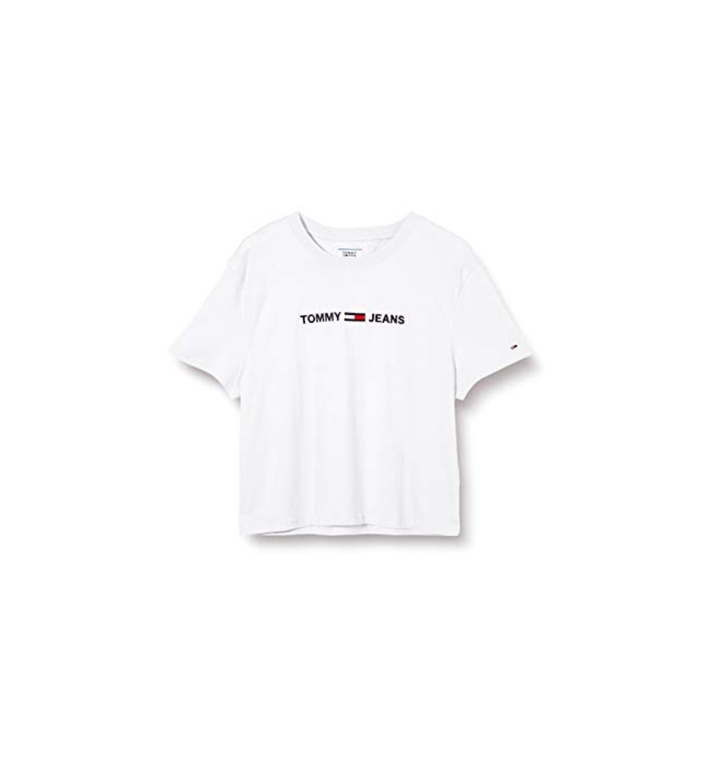 Moda Tommy Jeans Tjw Modern Linear Logo tee Camiseta de Manga Corta, Blanco