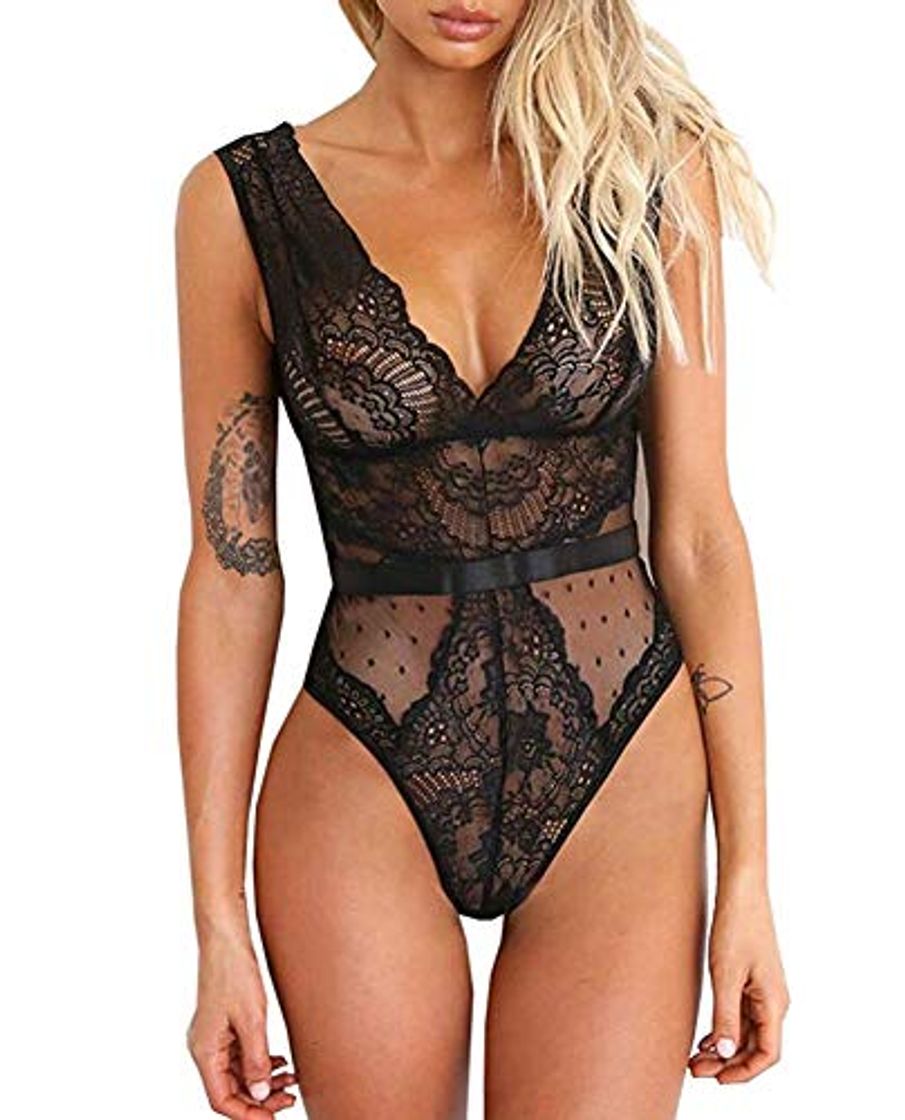 Moda Loalirando Mono de Encaje para Mujer Body Sexy Tops Ropa Interior de