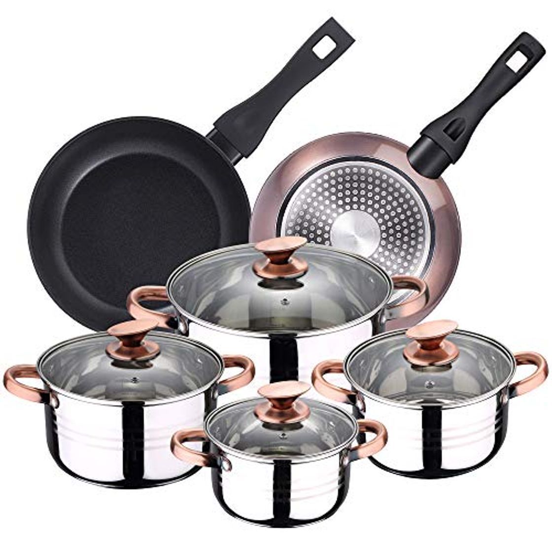 Social Bergner PK1924 batería de Cocina 4 cacerolas con Tapas de Vidrio, más