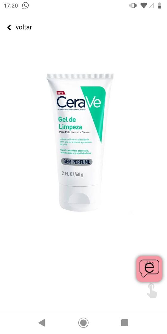 Moda Gel de limpeza CeraVe, Pele: normais a oleosas